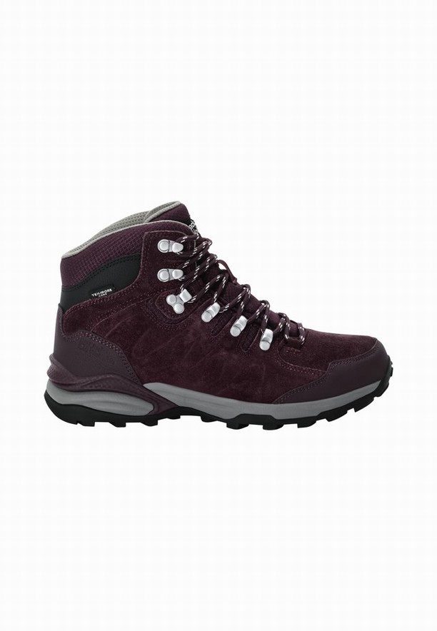 Burgundy Jack Wolfskin Refugio Texapore Mid Women Hiking Shoes | 88547514
