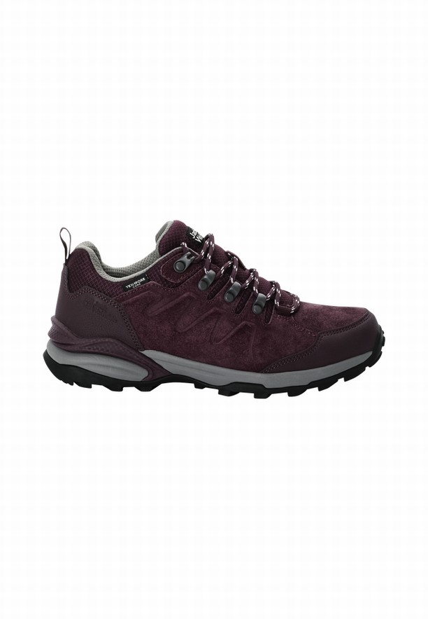 Burgundy Jack Wolfskin Refugio Texapore Low Women Hiking Shoes | 81604158