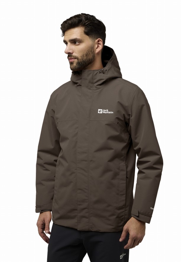 Coffee Jack Wolfskin Altenberg 3in1 Men Jackets | 17549587