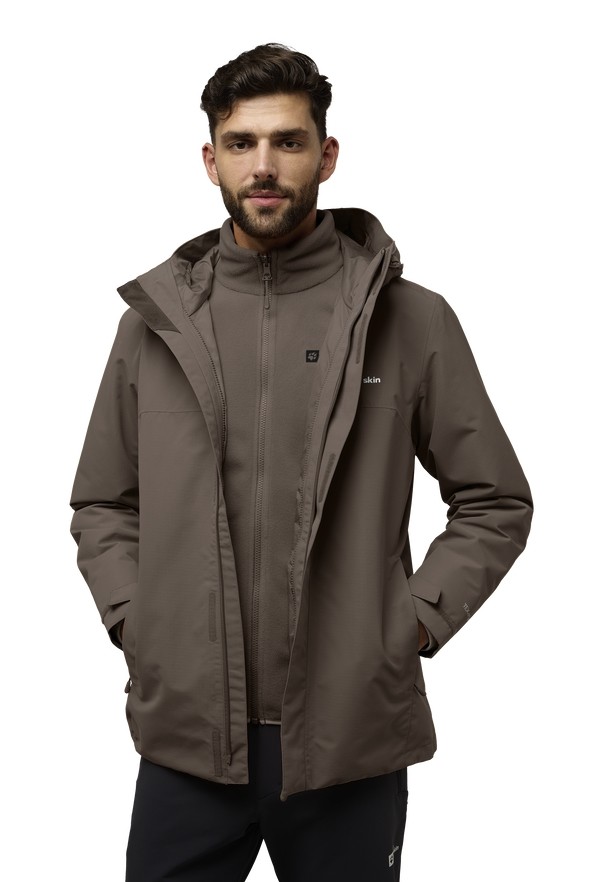 Coffee Jack Wolfskin Altenberg 3in1 Men Jackets | 17549587