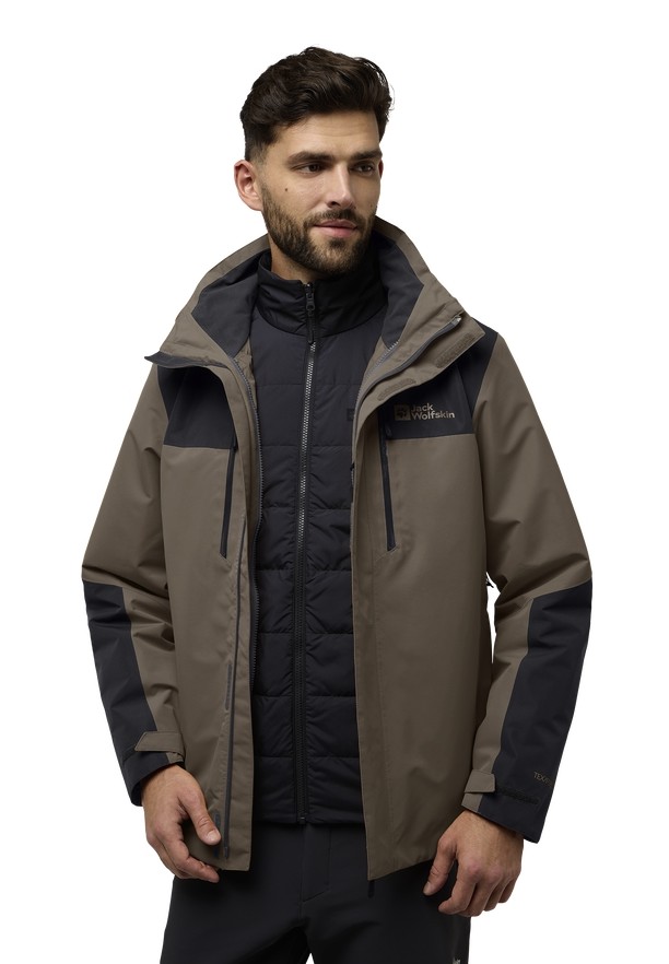 Coffee Jack Wolfskin Jasper 3in1 Men Jackets | 35989572