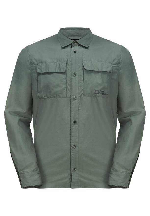 Green Jack Wolfskin Barrier Ls Men Shirts | 42838450
