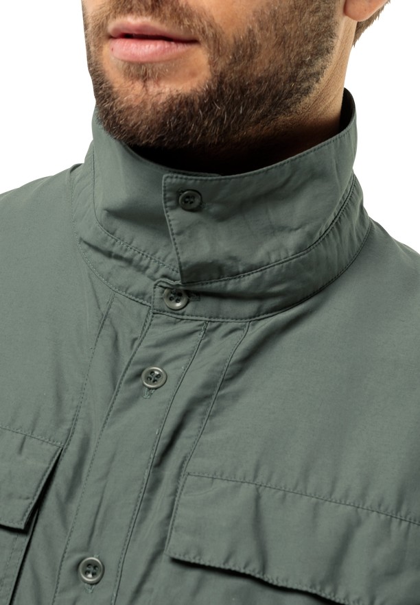 Green Jack Wolfskin Barrier Ls Men Shirts | 42838450