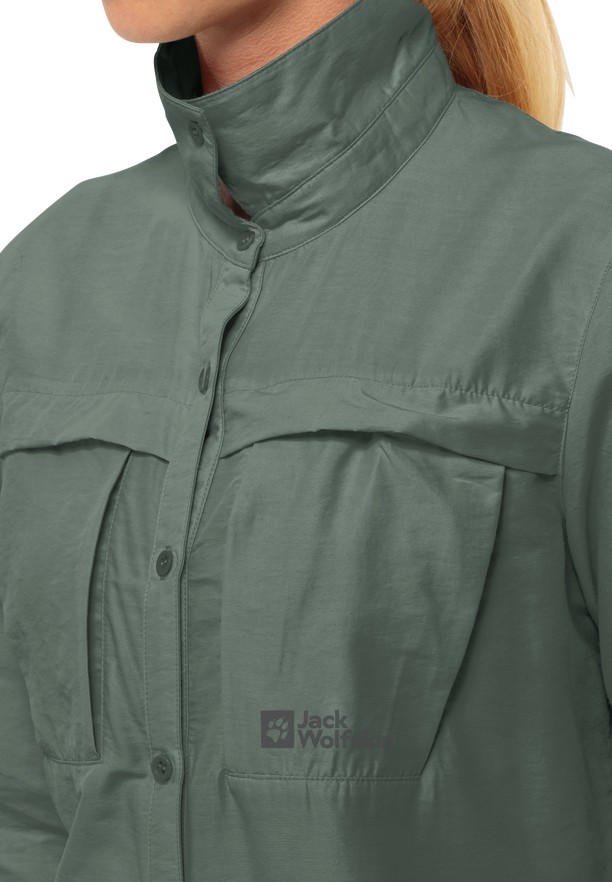 Green Jack Wolfskin Barrier Ls Women Shirts | 99240511