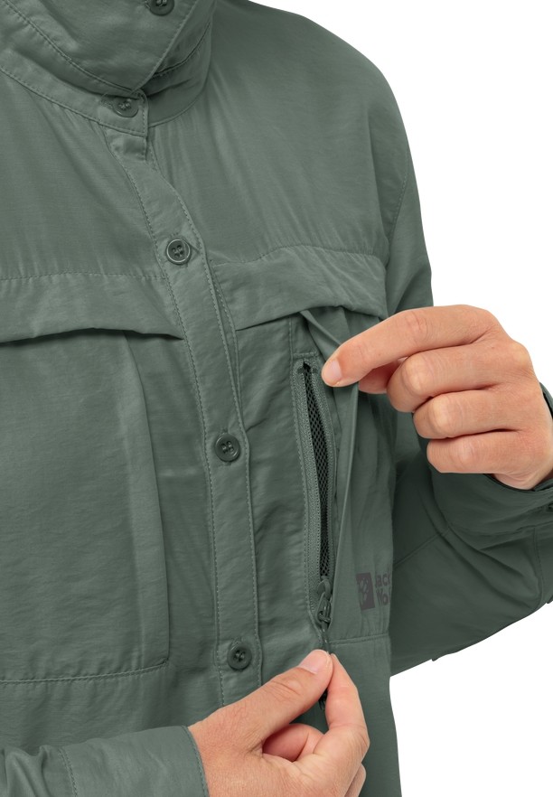 Green Jack Wolfskin Barrier Ls Women Shirts | 99240511