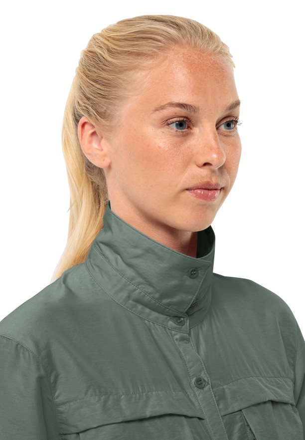 Green Jack Wolfskin Barrier Ls Women Shirts | 99240511