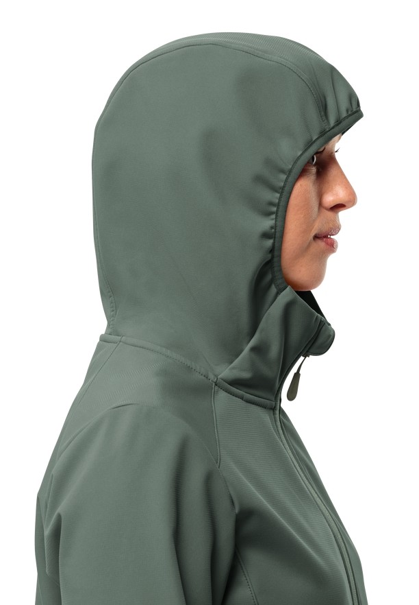Green Jack Wolfskin Bornberg Hoody Women Softshell Jackets | 17046882