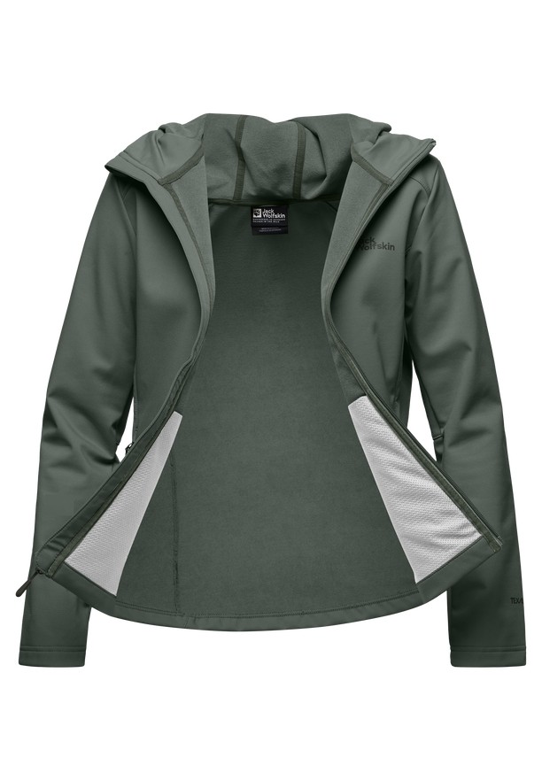 Green Jack Wolfskin Bornberg Hoody Women Softshell Jackets | 17046882