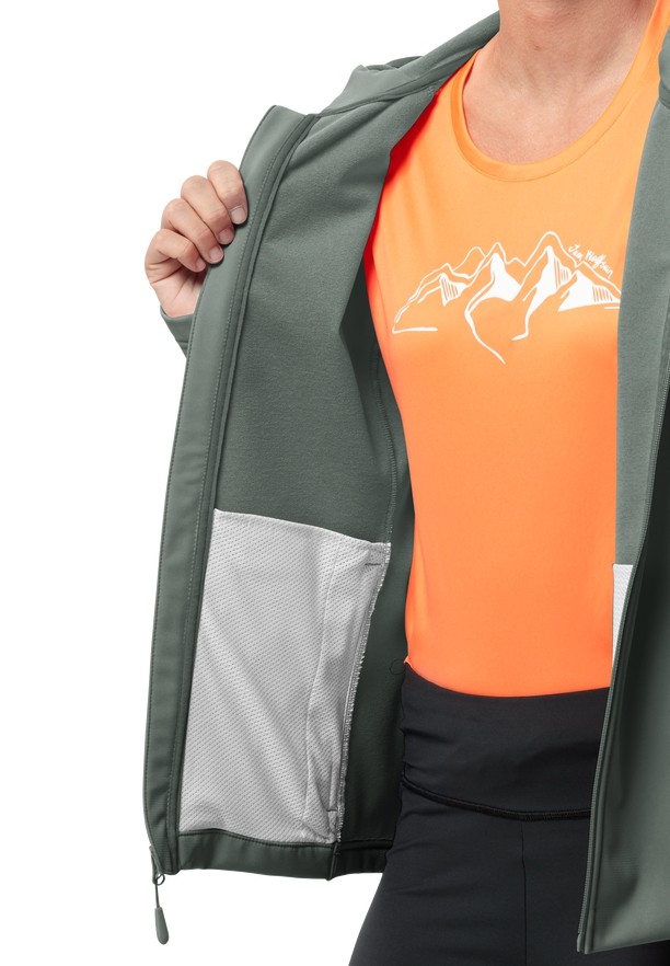 Green Jack Wolfskin Bornberg Hoody Women Softshell Jackets | 17046882