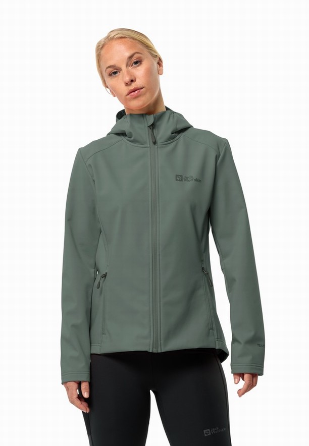 Green Jack Wolfskin Bornberg Hoody Women Softshell Jackets | 17046882