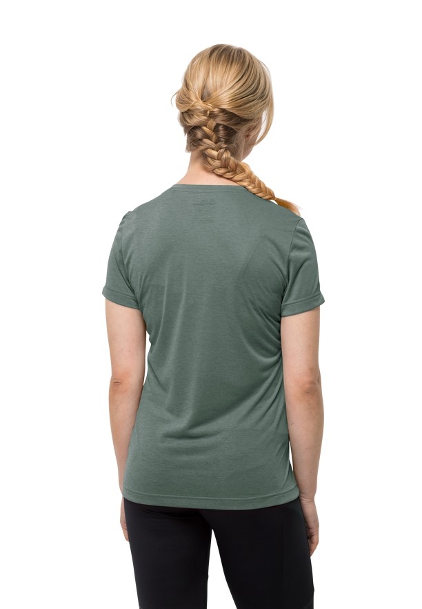 Green Jack Wolfskin Crosstrail Women T Shirts | 84843039