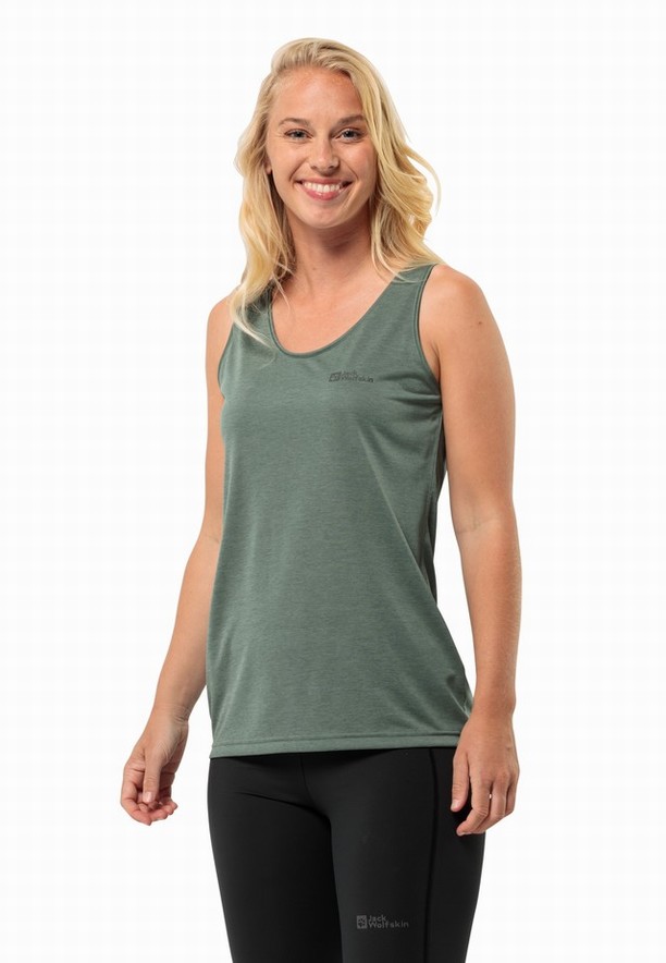 Green Jack Wolfskin Crosstrail Women Tank Top | 65737965