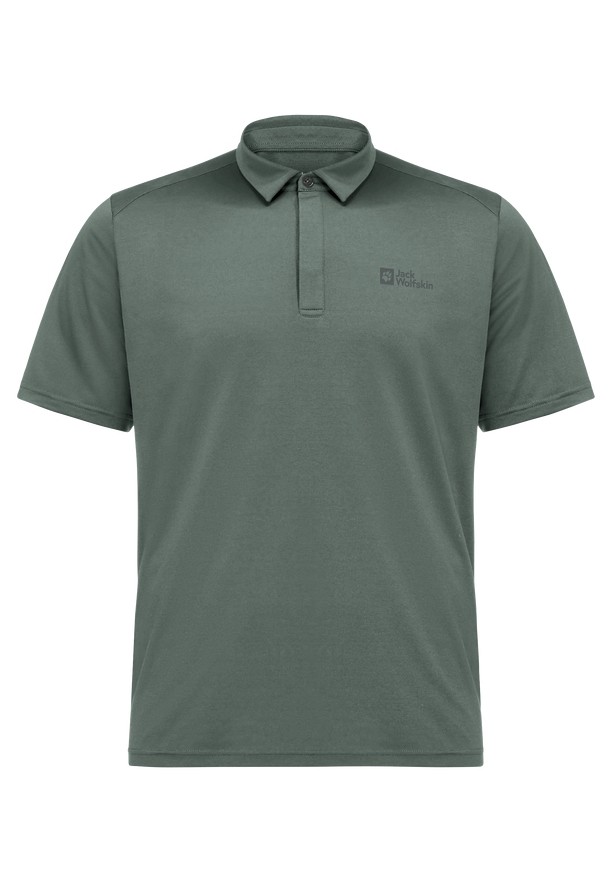 Green Jack Wolfskin Delgami Men Polo Shirts | 58262930