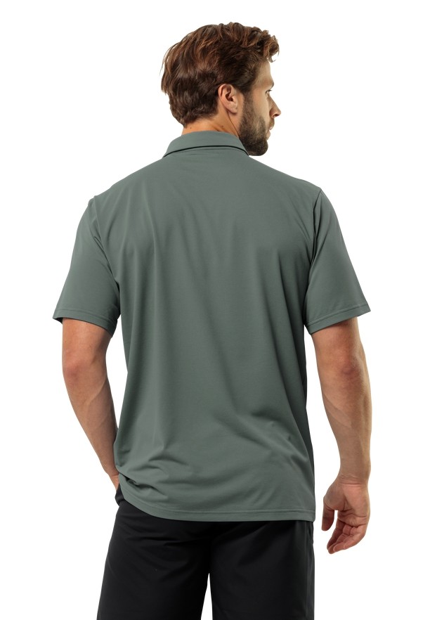 Green Jack Wolfskin Delgami Men Polo Shirts | 58262930