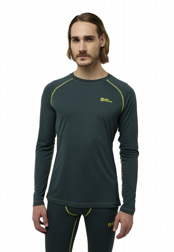 Green Jack Wolfskin Infinite Light Ls Men T Shirts | 19719989