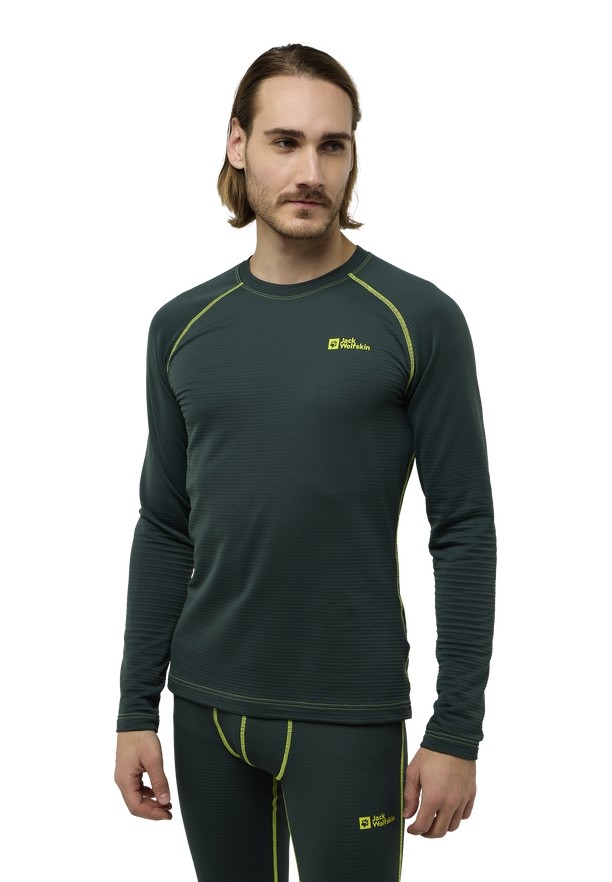 Green Jack Wolfskin Infinite Warm Ls Men T Shirts | 26057580