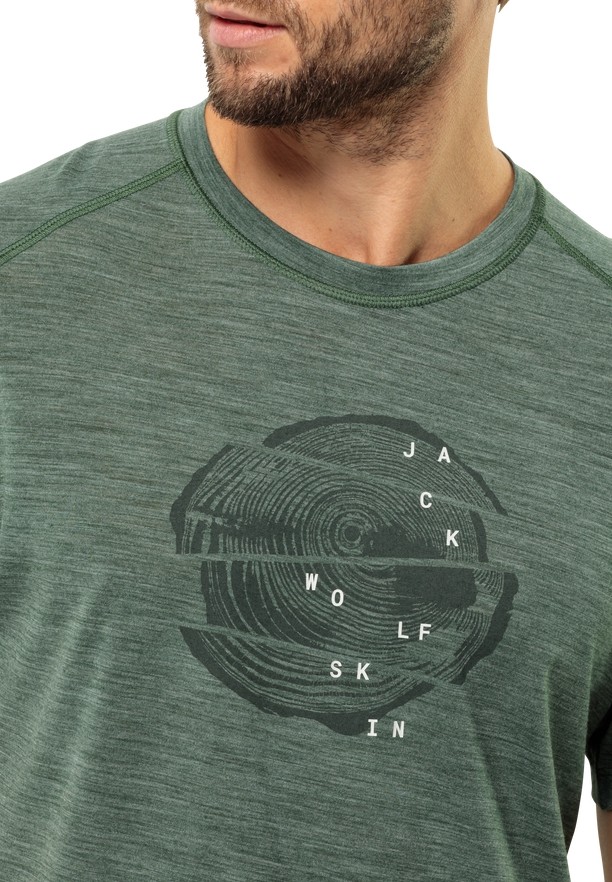 Green Jack Wolfskin Kammweg Graphic S/s Men T Shirts | 50151861
