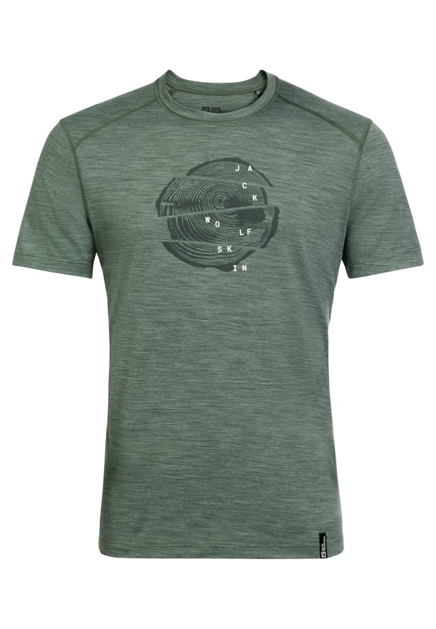 Green Jack Wolfskin Kammweg Graphic S/s Men T Shirts | 50151861