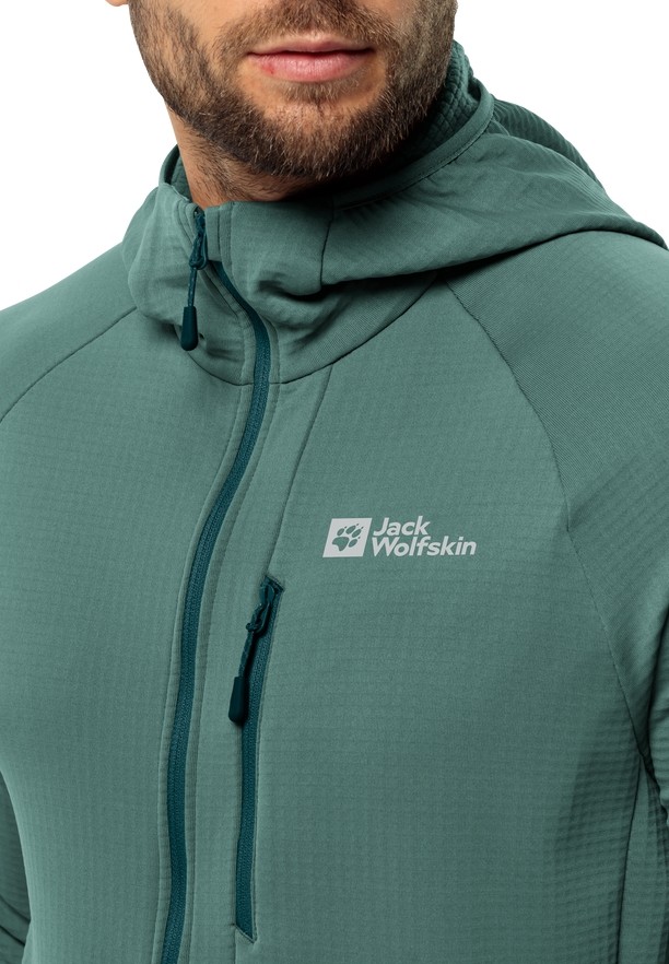 Green Jack Wolfskin Kolbenberg Hooded Fz Men Fleece Jackets | 59647642