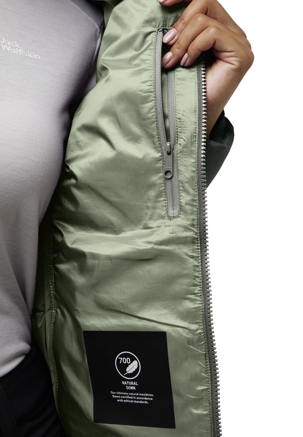 Green Jack Wolfskin Nebelhorn Women Down Jackets | 71778257