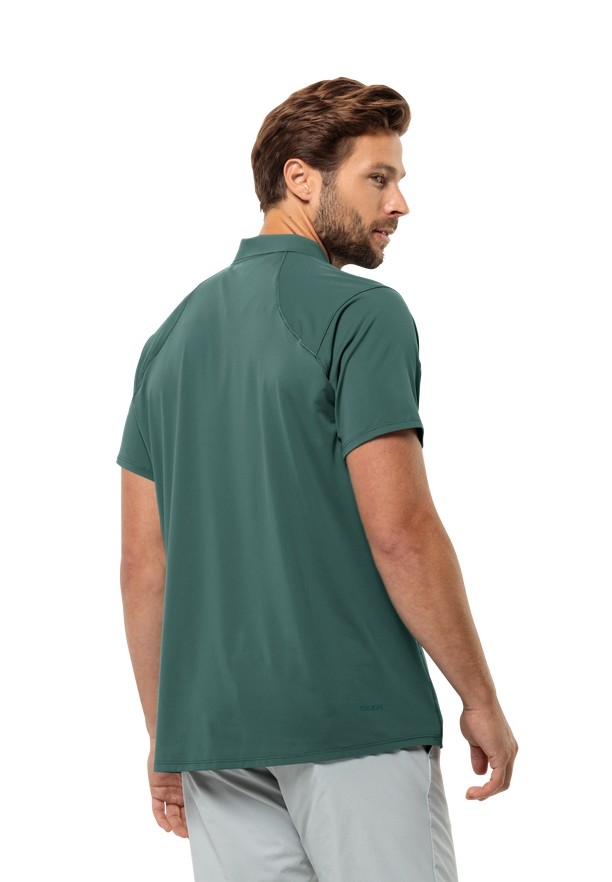 Green Jack Wolfskin Prelight Chill Men Polo Shirts | 89443018