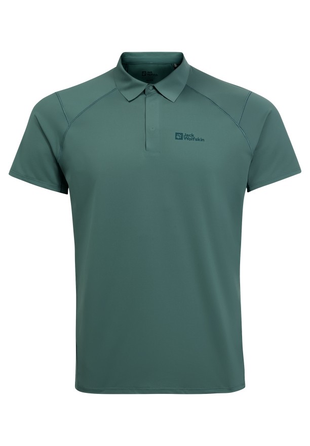 Green Jack Wolfskin Prelight Chill Men Polo Shirts | 89443018