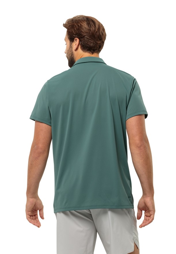 Green Jack Wolfskin Prelight Trail Men Polo Shirts | 71172390