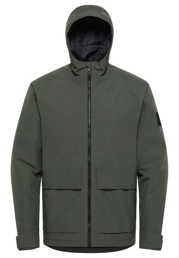 Green Jack Wolfskin Tempeltor Men Rain Jackets | 80278551