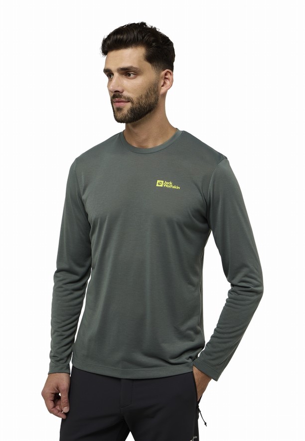 Green Jack Wolfskin Vonnan Ls Men T Shirts | 79126376