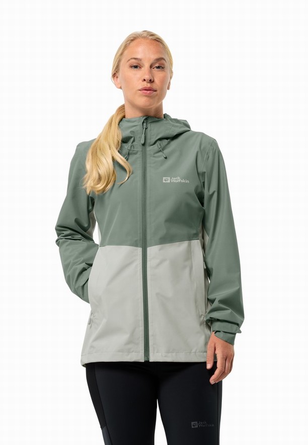 Green Jack Wolfskin Weiltal 2l Women Rain Jackets | 69067048