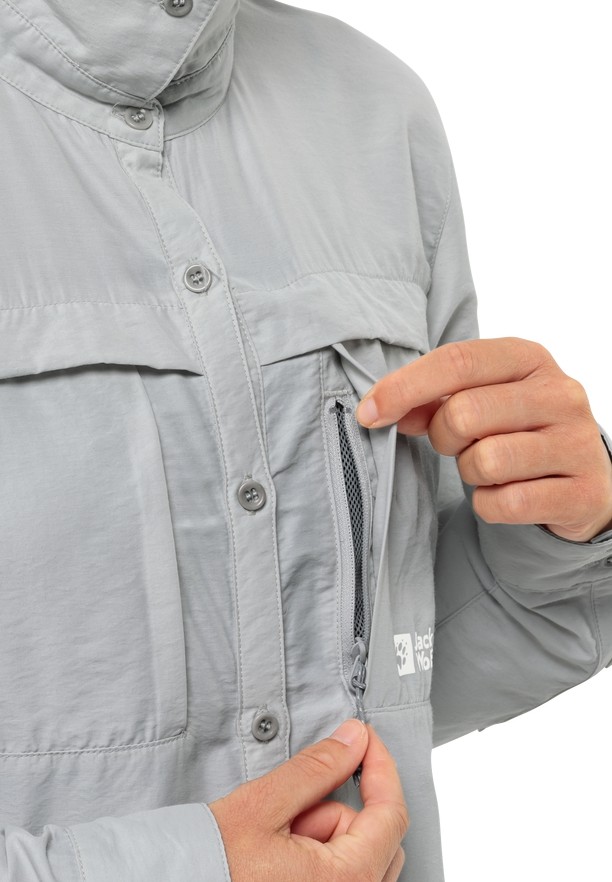 Grey Jack Wolfskin Barrier Ls Women Shirts | 63700093