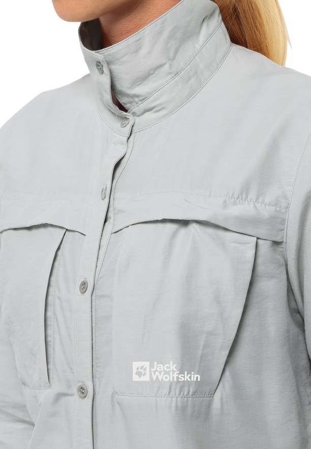 Grey Jack Wolfskin Barrier Ls Women Shirts | 63700093