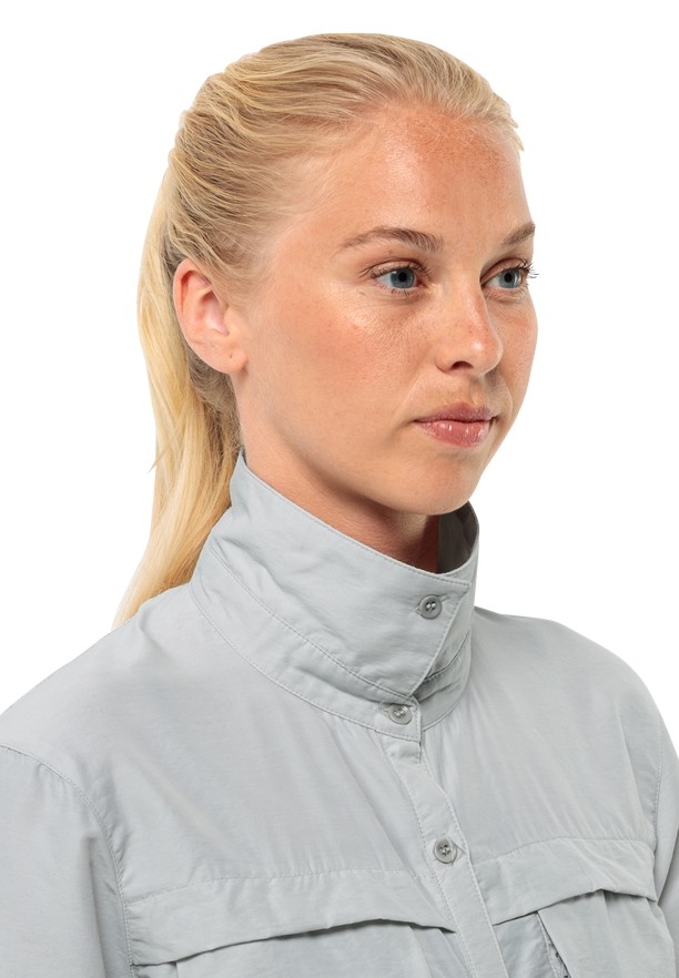 Grey Jack Wolfskin Barrier Ls Women Shirts | 63700093