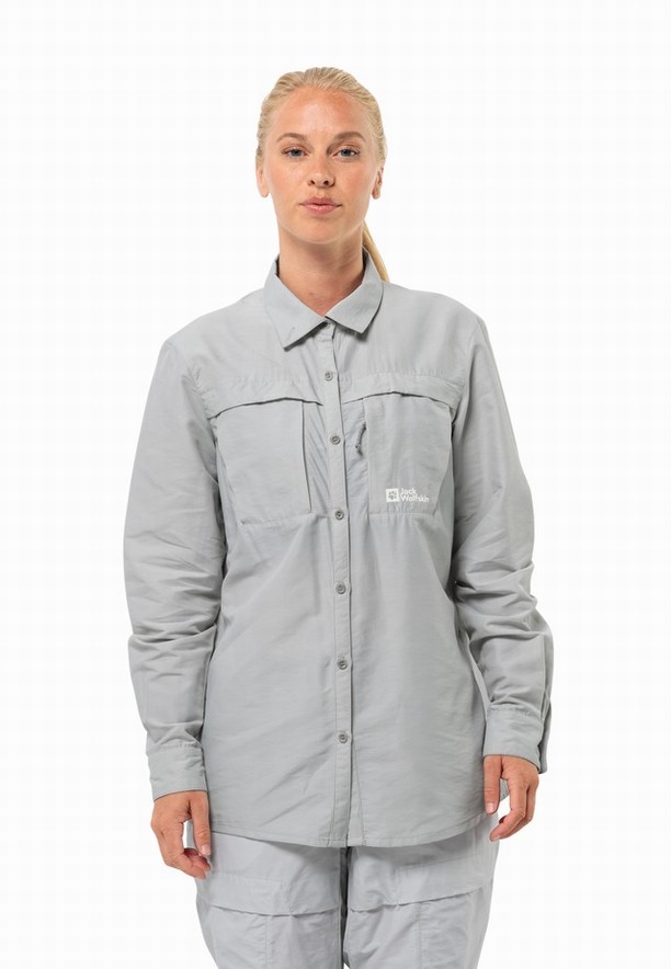 Grey Jack Wolfskin Barrier Ls Women Shirts | 63700093