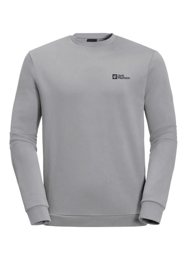 Grey Jack Wolfskin Essential Crewneck Men Sweatshirts | 55948162