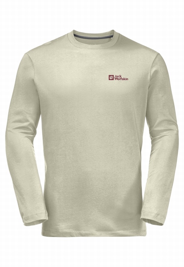Grey Jack Wolfskin Essential Longsleeve Men T Shirts | 53818046