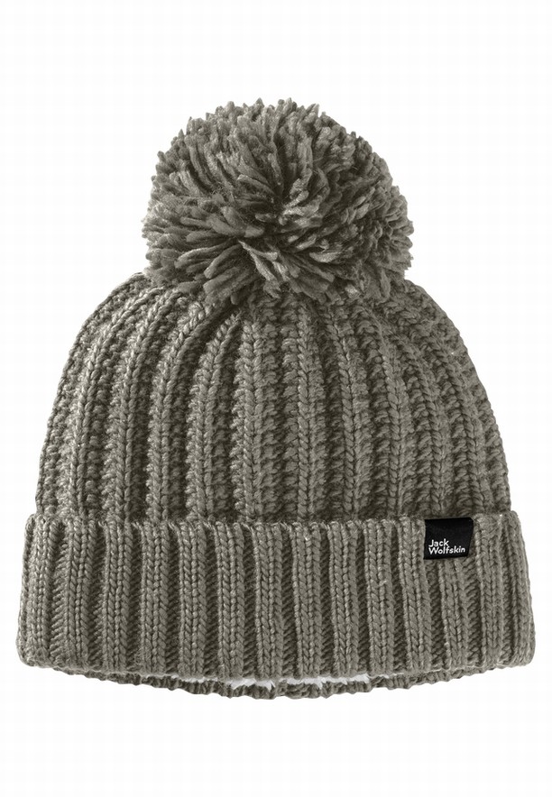 Grey Jack Wolfskin Highloft Knit Women Beanie | 93368257