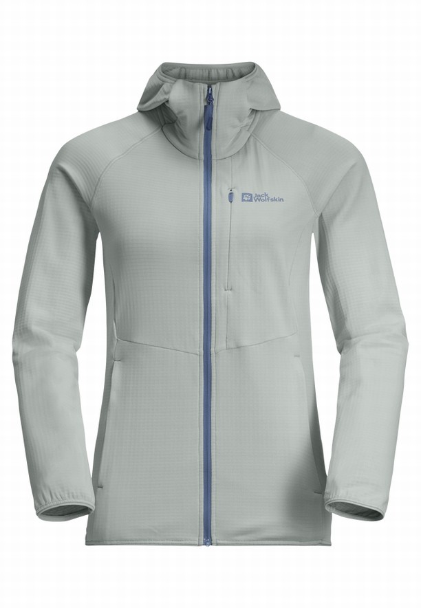 Grey Jack Wolfskin Kolbenberg Hooded Fz Women Fleece Jackets | 27817466