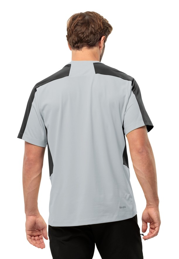 Grey Jack Wolfskin Narrows Men T Shirts | 46320018