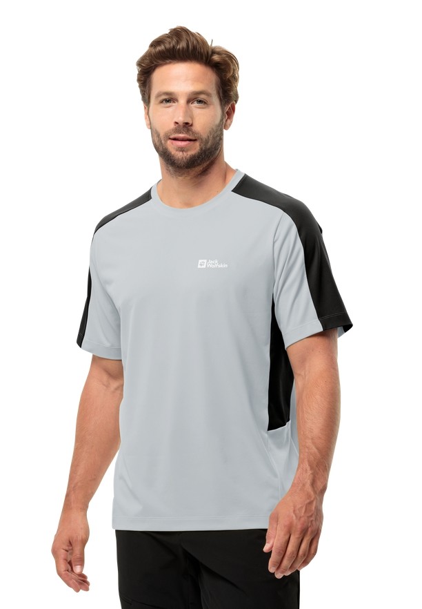 Grey Jack Wolfskin Narrows Men T Shirts | 46320018
