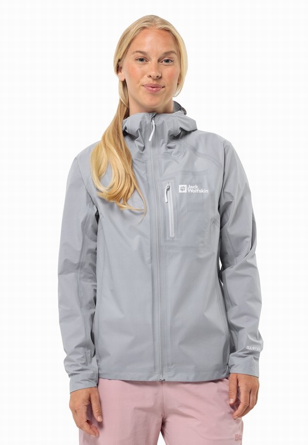Grey Jack Wolfskin Prelight 3l Women Rain Jackets | 87213047