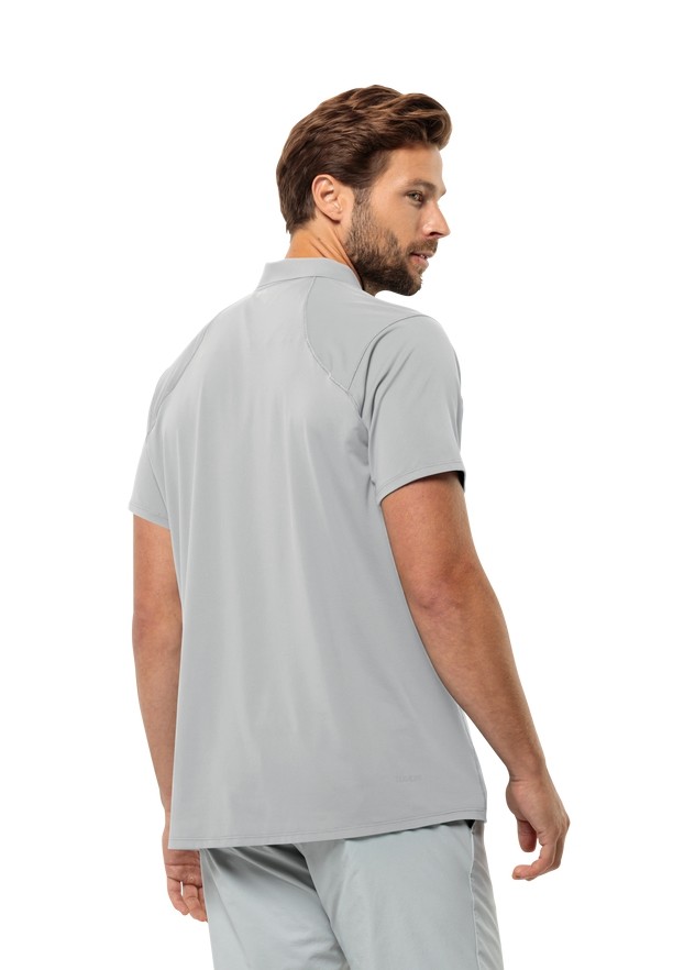 Grey Jack Wolfskin Prelight Chill Men Polo Shirts | 82649838