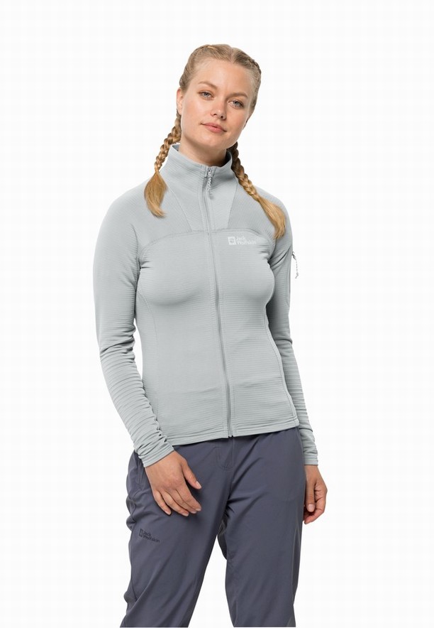 Grey Jack Wolfskin Prelight Fz Women Fleece Jackets | 13545198