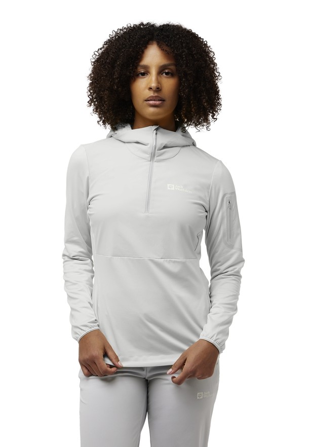Grey Jack Wolfskin Prelight Trail Hoody Women T Shirts | 46898337