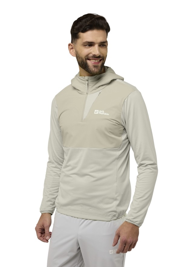 Grey Jack Wolfskin Prelightrail Hoody Men T Shirts | 22633633