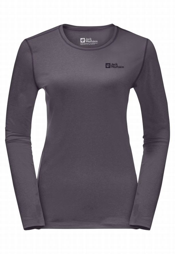 Grey Jack Wolfskin Skyhermal L/s Women T Shirts | 46890009