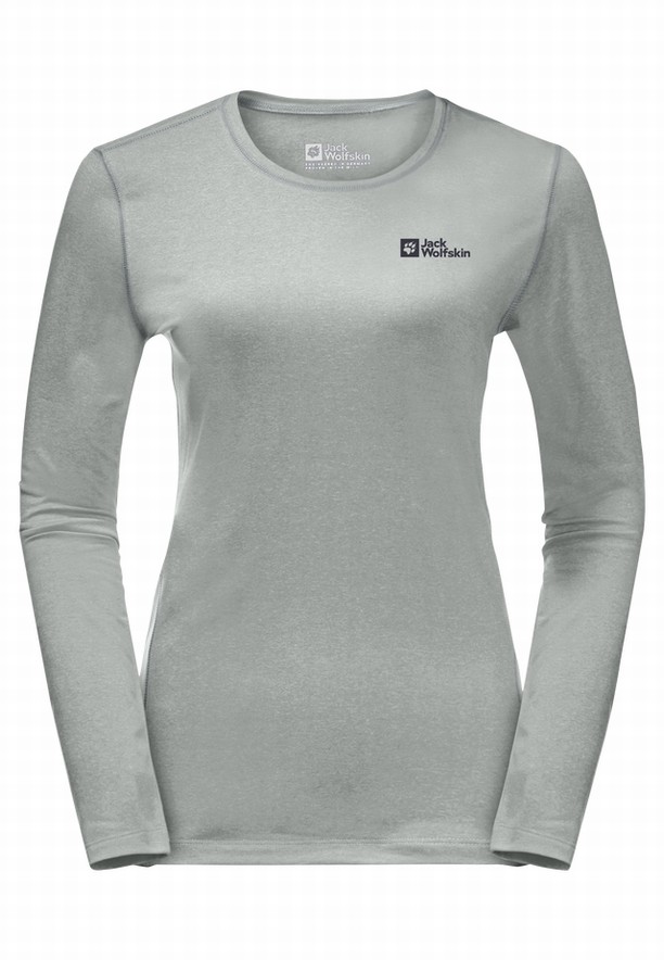 Grey Jack Wolfskin Skyhermal L/s Women T Shirts | 45017106