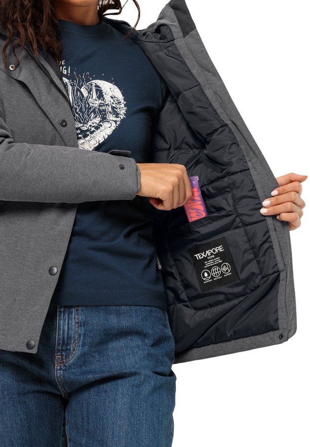Grey Jack Wolfskin Snowy Park Women Winter Jackets | 13971875