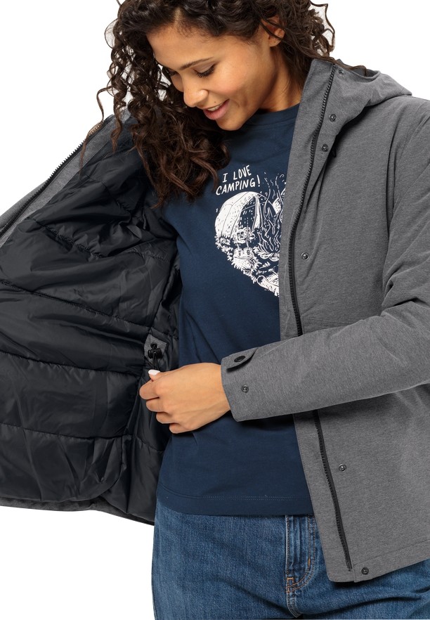 Grey Jack Wolfskin Snowy Park Women Winter Jackets | 13971875