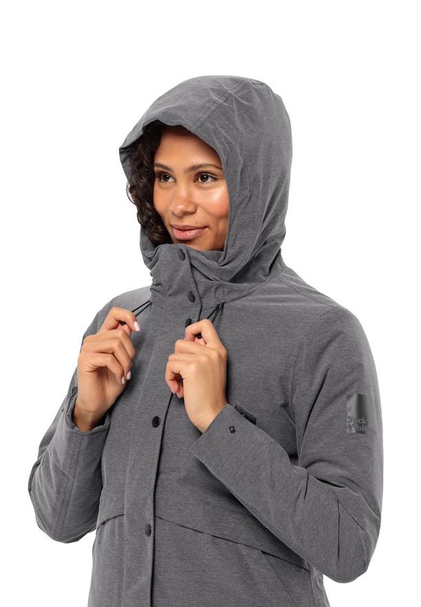 Grey Jack Wolfskin Snowy Park Women Winter Jackets | 13971875